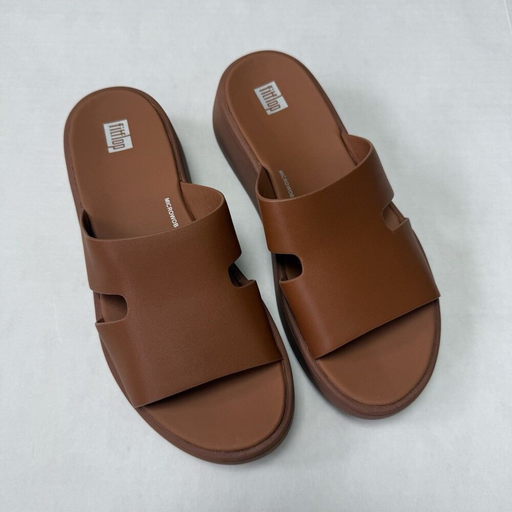 FitFlop Women's Leather Sandals Size 8 Light Tan Slip On Platform Comfort - Picture 11 of 12